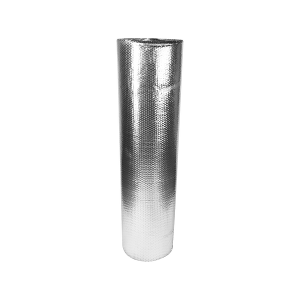 Film isolant en rouleau 150 cm x 100 m x 3 mm (Aluminium + film à bulles + Aluminium)
